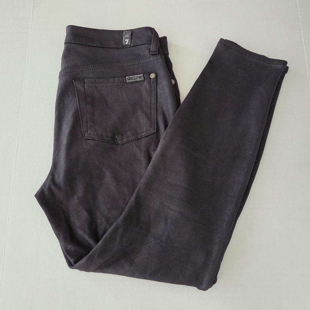 7 For All Mankind Faux Leather Ankle Skinny Jeans Black Womens 28 EUC AU8159561A